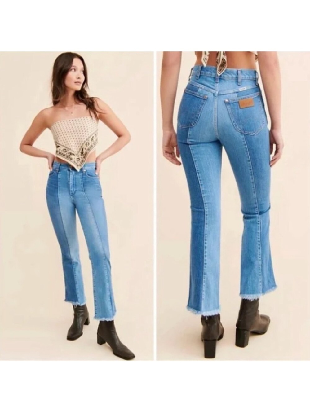 Wrangler Two-Tone Blue Flare Jeans